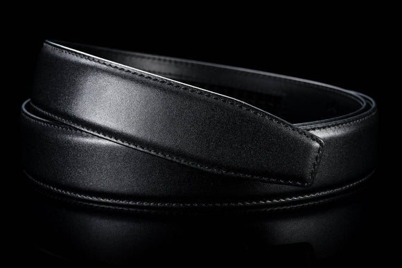 Eleganter Gürtelriemen ohne Löcher aus Leder in Schwarz