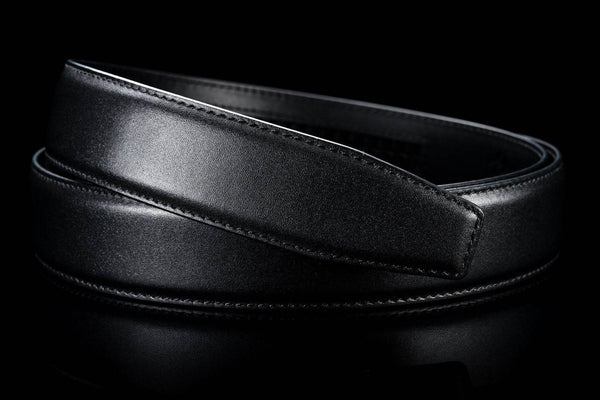 Eleganter Gürtelriemen ohne Löcher aus Leder in Schwarz