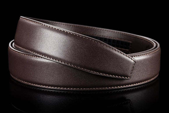 Eleganter Gürtelriemen ohne Löcher aus Leder in Dunkelbraun