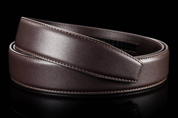 Eleganter Gürtelriemen ohne Löcher aus Leder in Dunkelbraun