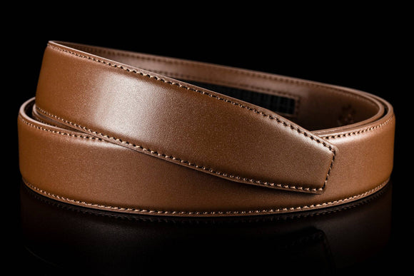 Eleganter Gürtelriemen ohne Löcher aus Leder in Mocca