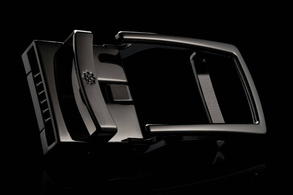 Offene Schnalle für elegante Gürtel ohne Löcher in Schwarz