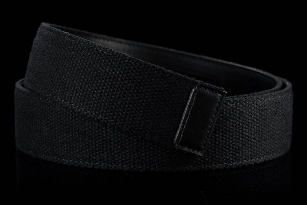 Breiter Gürtelriemen ohne Löcher aus Canvas Stoff in Schwarz