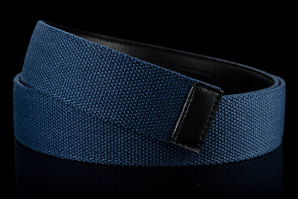 Breiter Gürtelriemen ohne Löcher aus Canvas Stoff in Blau
