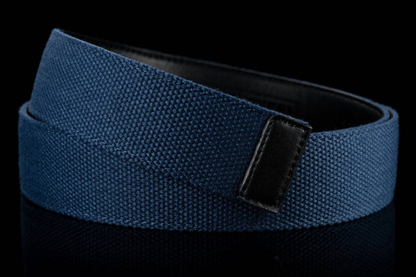Breiter Gürtelriemen ohne Löcher aus Canvas Stoff in Blau