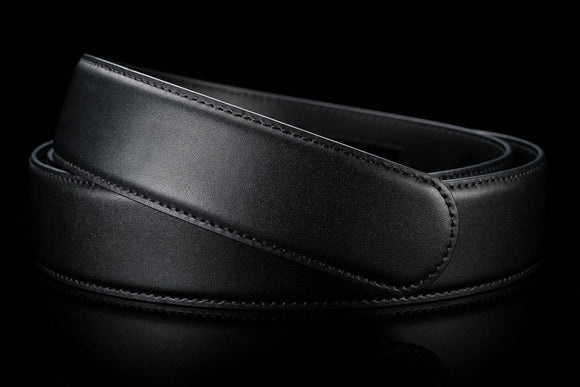 Breiter Gürtelriemen ohne Löcher aus Leder in Schwarz