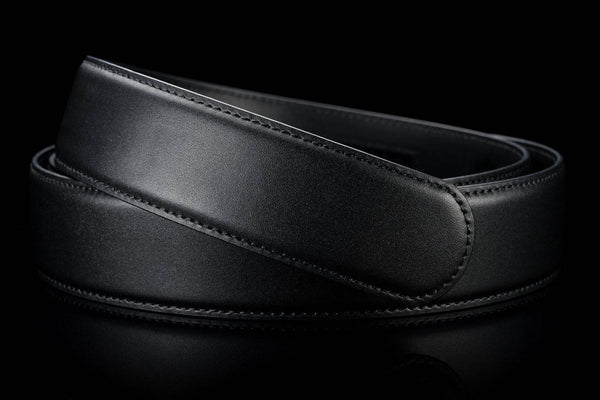 Breiter Gürtelriemen ohne Löcher aus Leder in Schwarz