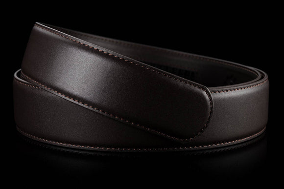 Breiter Gürtelriemen ohne Löcher aus Leder in Dunkelbraun