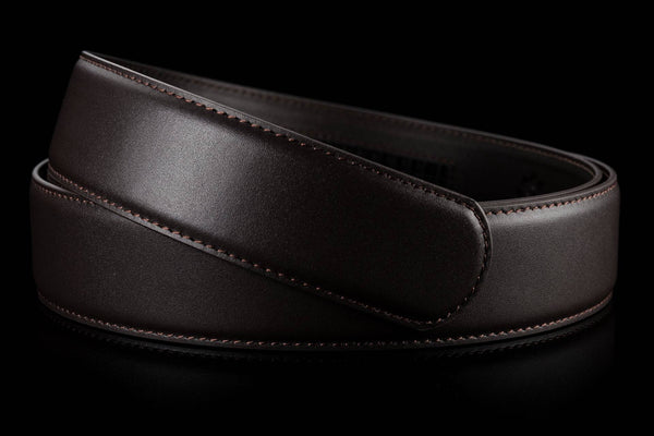 Breiter Gürtelriemen ohne Löcher aus Leder in Dunkelbraun