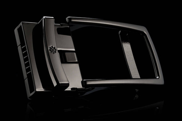 Offene Schnalle für breite Gürtel ohne Löcher in Schwarz